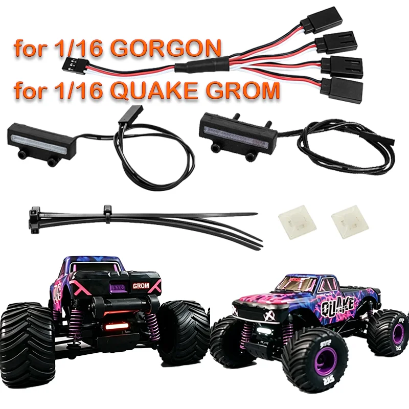 LED Front and Rear Lights Headlights Taillights for 1/16 ARRMA GORGON QUAKE GROM Monster Truck RC Car