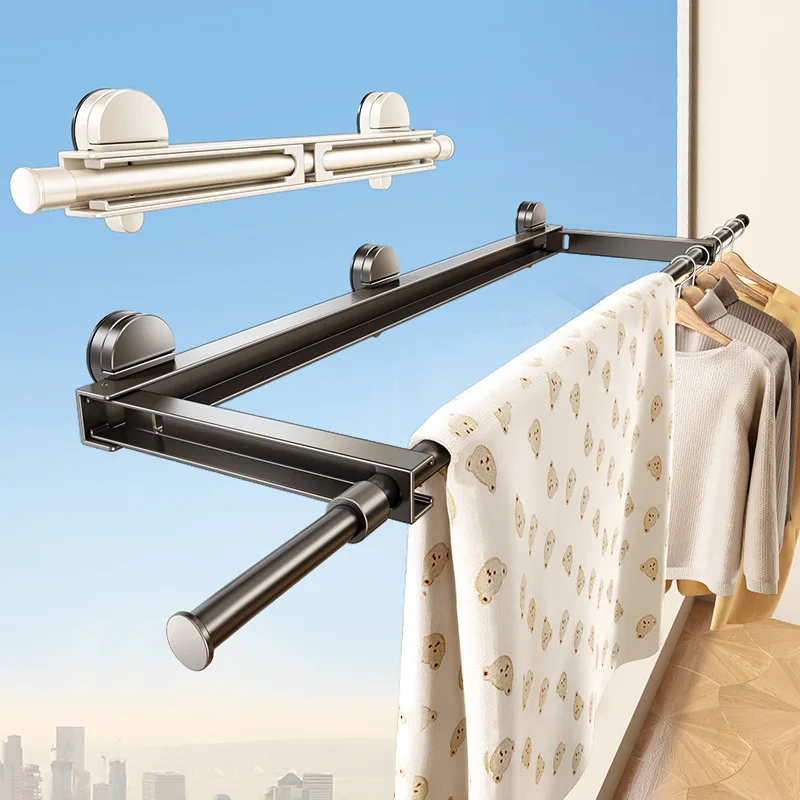 

Телескопическая складная невидимая сушилка для белья на присосках для балкона и дома без сверления