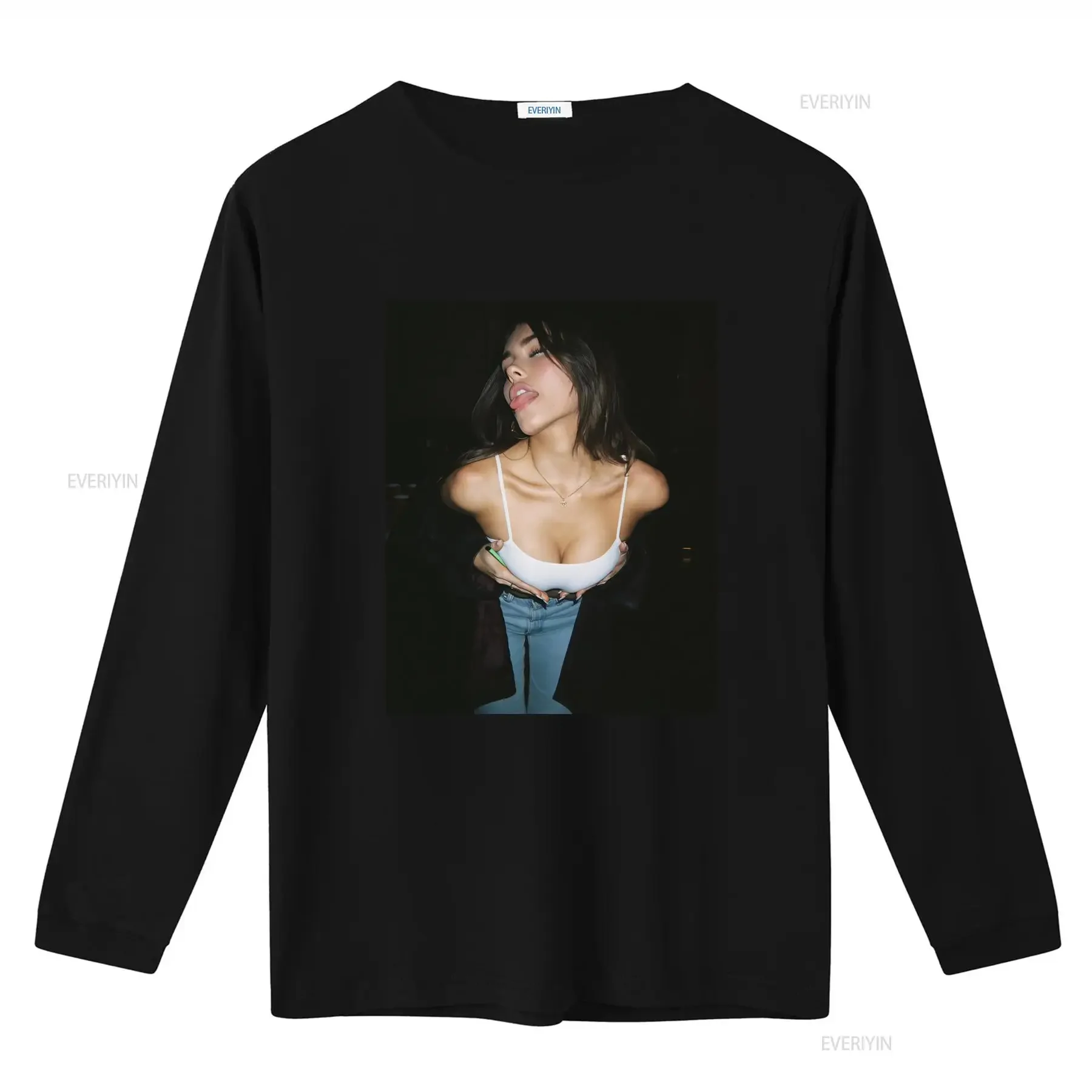 Madison Beer Style Women's Sexy Fashion T Shirt for US Market vintage Washed Stretched streetwear homme Slightly graphic