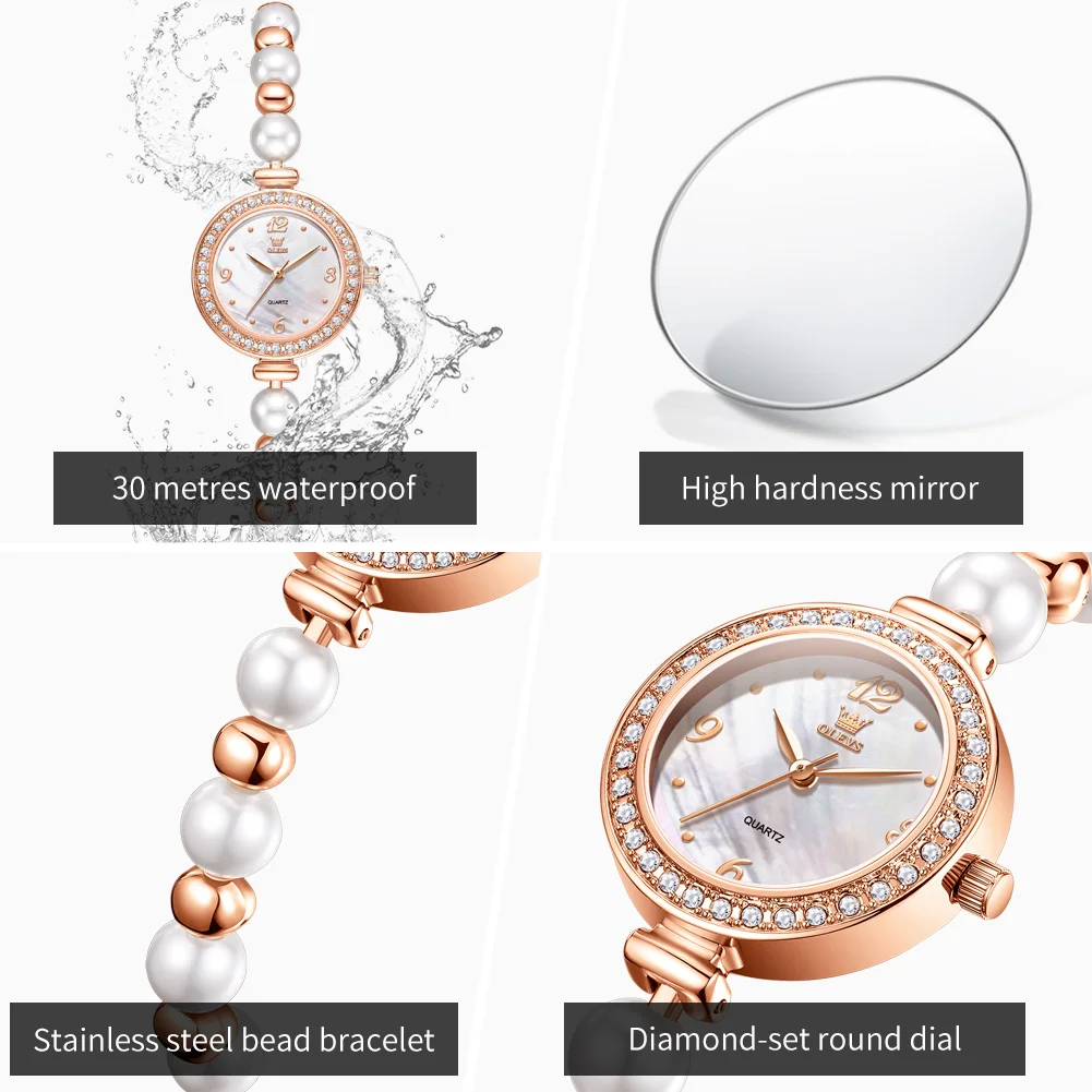 OLEVS 5640 High Quality Ladies' Watches Luxury Diamond Watch Stainless steel Pearl Strap Women Watches