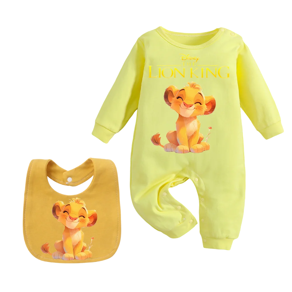 

Милый мультяшный комбинезон и слюнявчик из чистого хлопка для малышей 0-6 месяцев