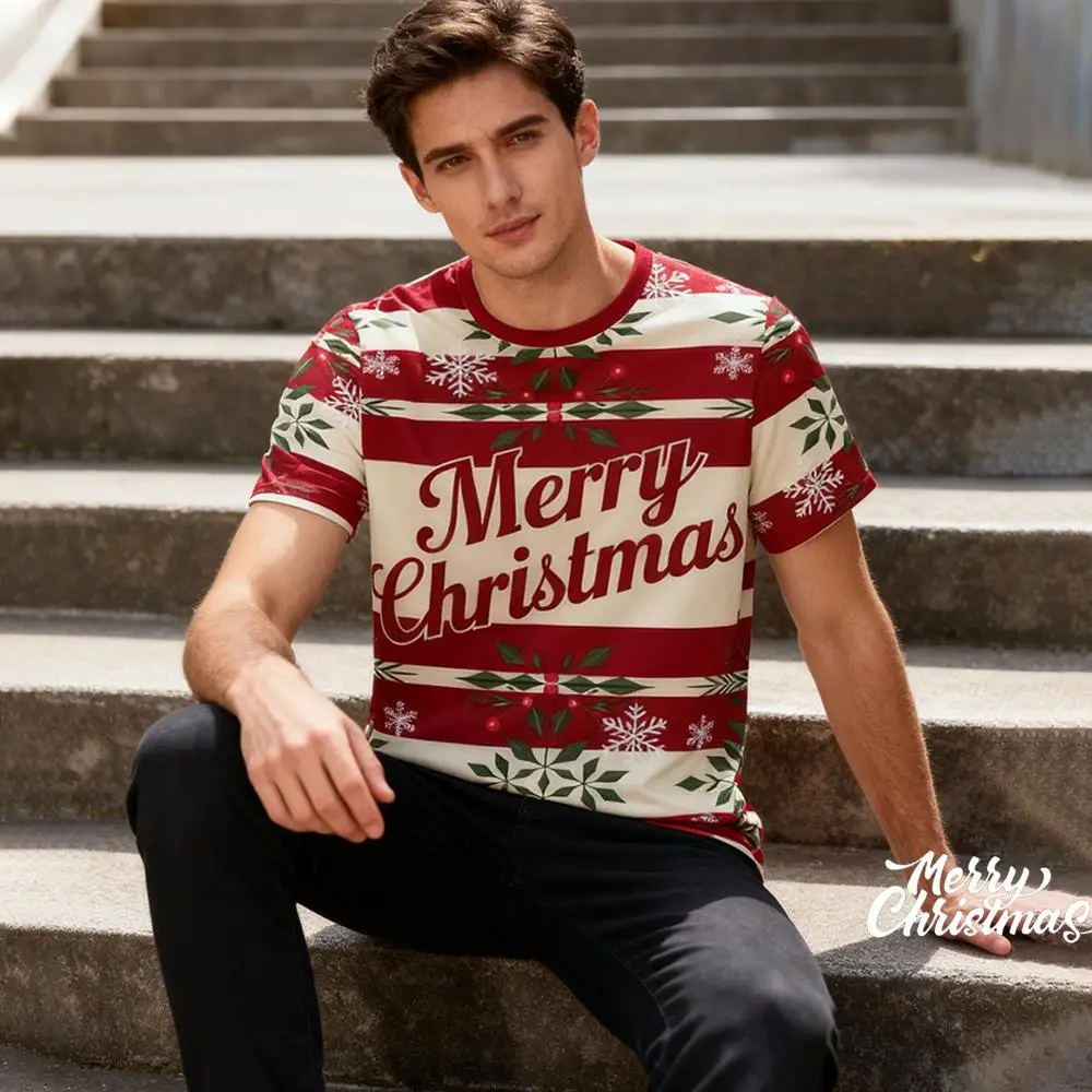 

Merry Christmas 3D Print T-Shirt Festival Theme Pattern Party Casual Streetwear Unisex Comfortable Breathable Short Sleeve Tops