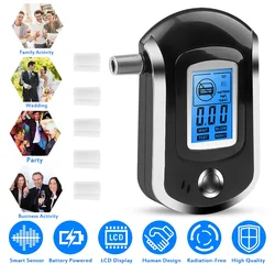 Portable Digital LCD Breath Alcohol Detector Breathalyzer Alcoholmeter Battery Replaceable with 5 Mouthpieces