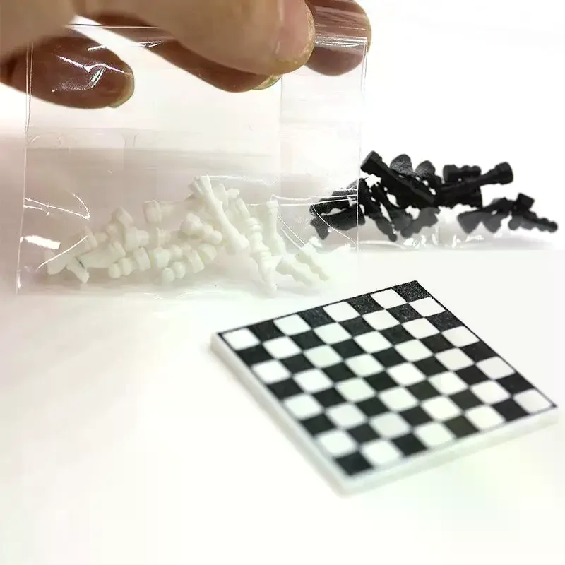 Conjunto de modelo de jogo de tabuleiro de xadrez em miniatura de 12, decoração de casa de bonecas para crianças