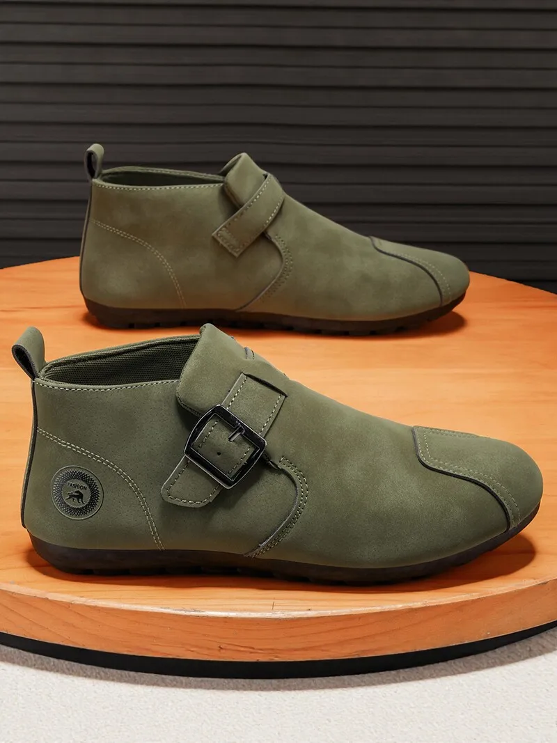 Men's Slip-On Casual Shoes Soft Bottom Anti-Slip Green Labor Protection Bean Shoes Spring Autumn Seasonal Fashion Single Shoes