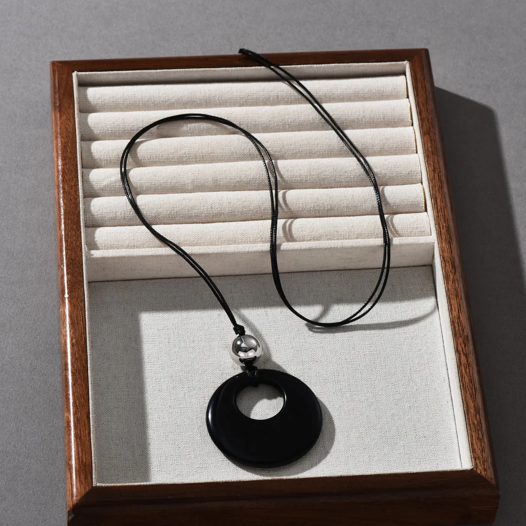 

Модный дизайн, золотые, серебряные бусины, черный агат, кулон, тканая веревка, свитер, цепочка, женский ретро-ювелирный тренд