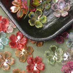 100Pcs/bag About 14.7mm Mixed Color Gorgeous Flower Acrylic Beads For Jewelry Making DIY Necklace Earrings Bracelets