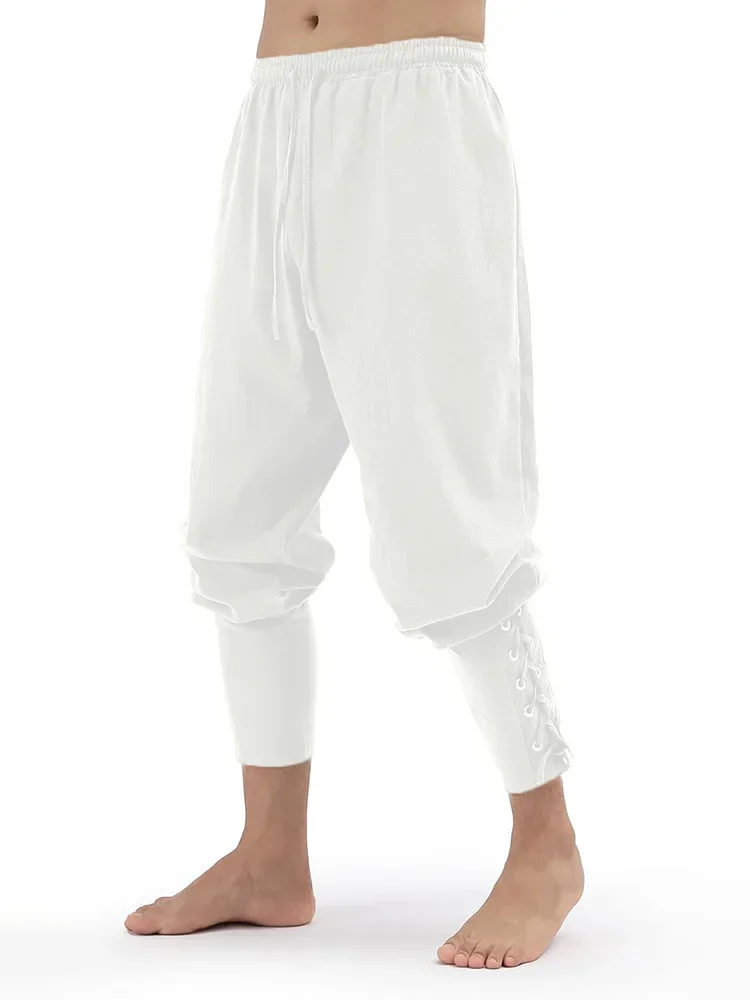 Herren Frühling Sommer Vintage Mittelalterliche Wikinger Baumwoll-Leinen-Hosen Halloween Mode Vintage Herrenhosen – Detail 7