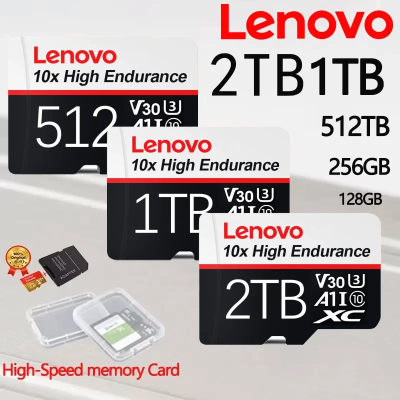 

Lenovo 2TB Extreme Micro SD Card High Speed U3 V60 4K Memory Card Full HD Flash Memory for Xiaomi Phone PC - 512GB 128GB 256GB