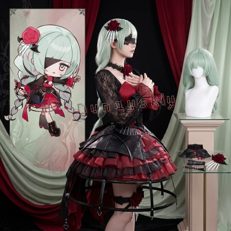 

Halloween Gothic Lolita Red Black Dress Phrolova Cosplay Costume Christmas Role Playing Women Dress Game Wuthering Waves Party
