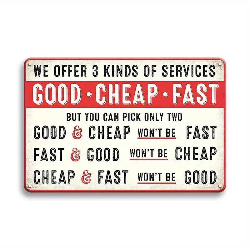 Metal Sign Good Cheap Fast Humor Funny Vintage Tin Sign Office Shop Funny Poster