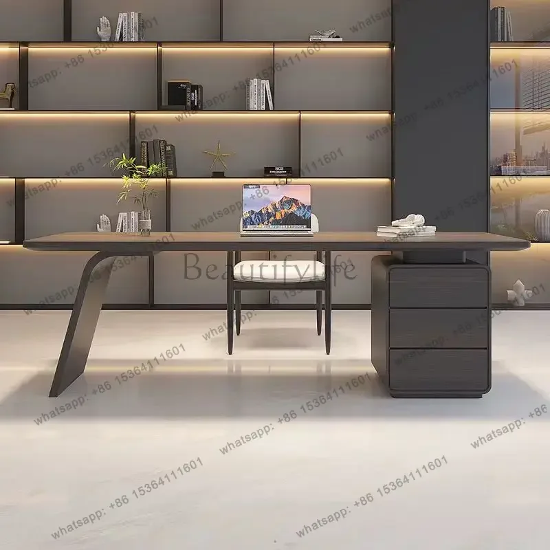 LJY Black Strong Executive Office Desk Brown Cheap Modern Luxury Executive Office Desk Drawers Wood Escrivaninha Mesa Office