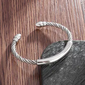 925 Sterling Silver Wide Hemp Rope Cuff Bangle Bracelet For Women Luxury factory Wedding Engagement Fashion Charm Party Jewelry