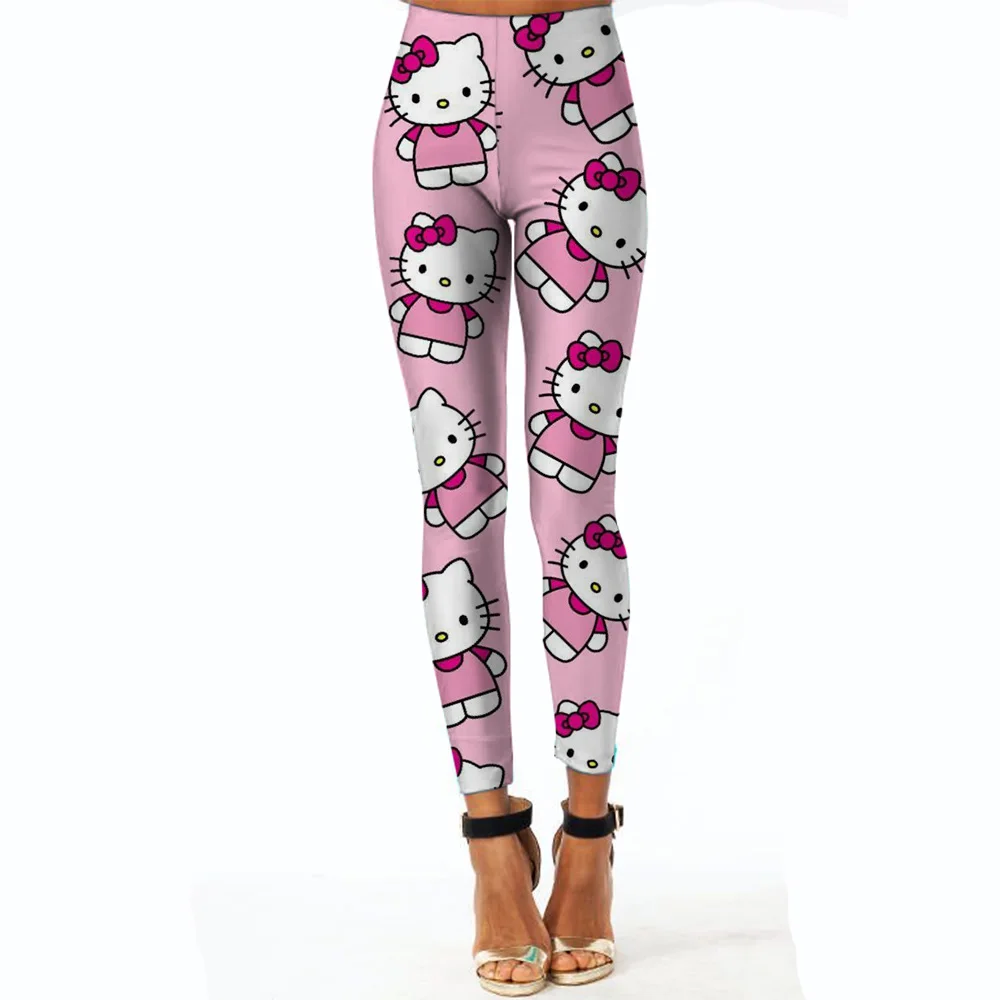 

Спортивные леггинсы с принтом Hello Kitty, женские штаны для йоги, сексуальные штаны для йоги, женская спортивная одежда, одежда для фитнеса