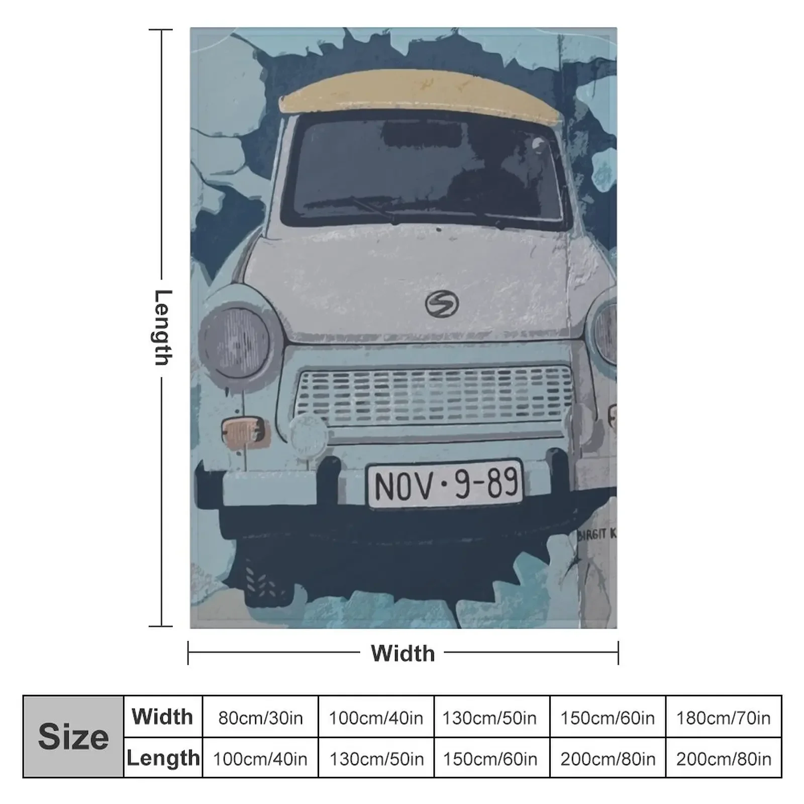 Trabant car on berlin wall Throw Blanket Polar Camping Heavy Blankets