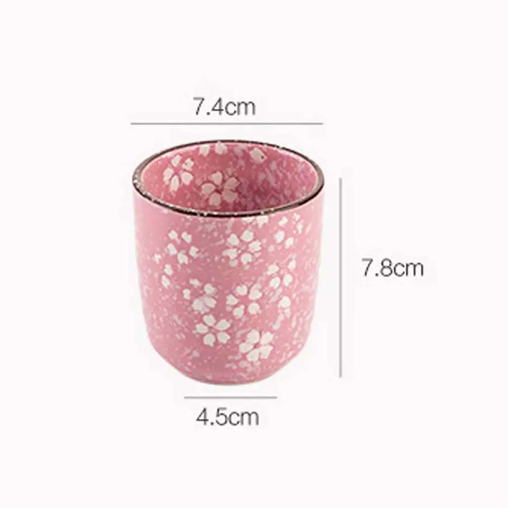 Japanese-Style Cherry Blossoms Kung Fu Tea Ceramic Underglaze Porcelain Tea Cup Home Owner Sub-Cup Tea Cup Pink White