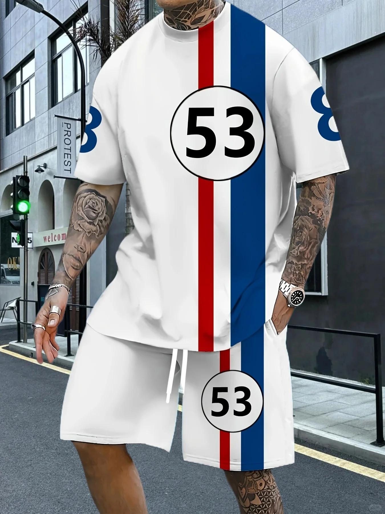 

2025 Latest Hot T-shirt Set 3D Vacation Style Trendy Various Elements Fashionable Street Men's Set Summer Top Shorts Breathable
