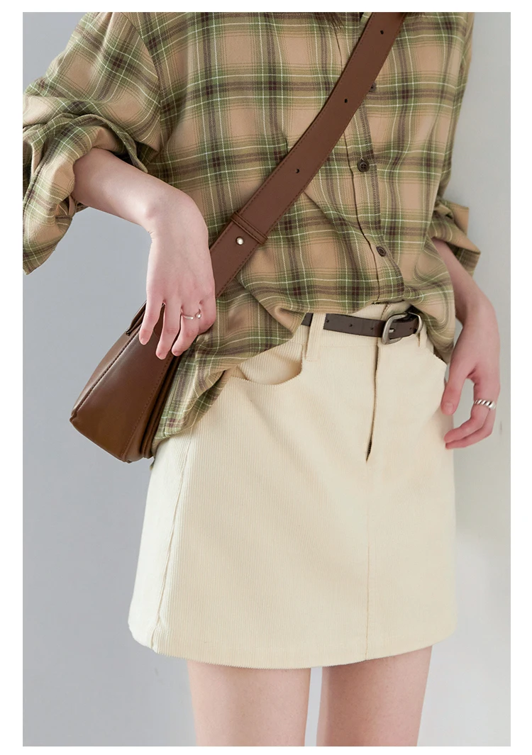 CHIC VEN Frauen Röcke Casual A-linie Neue Retro Hohe Taille Cord Halb Rock Pit Streifen Büro Damen Rock Frühling Herbst 2025 – Detail 24