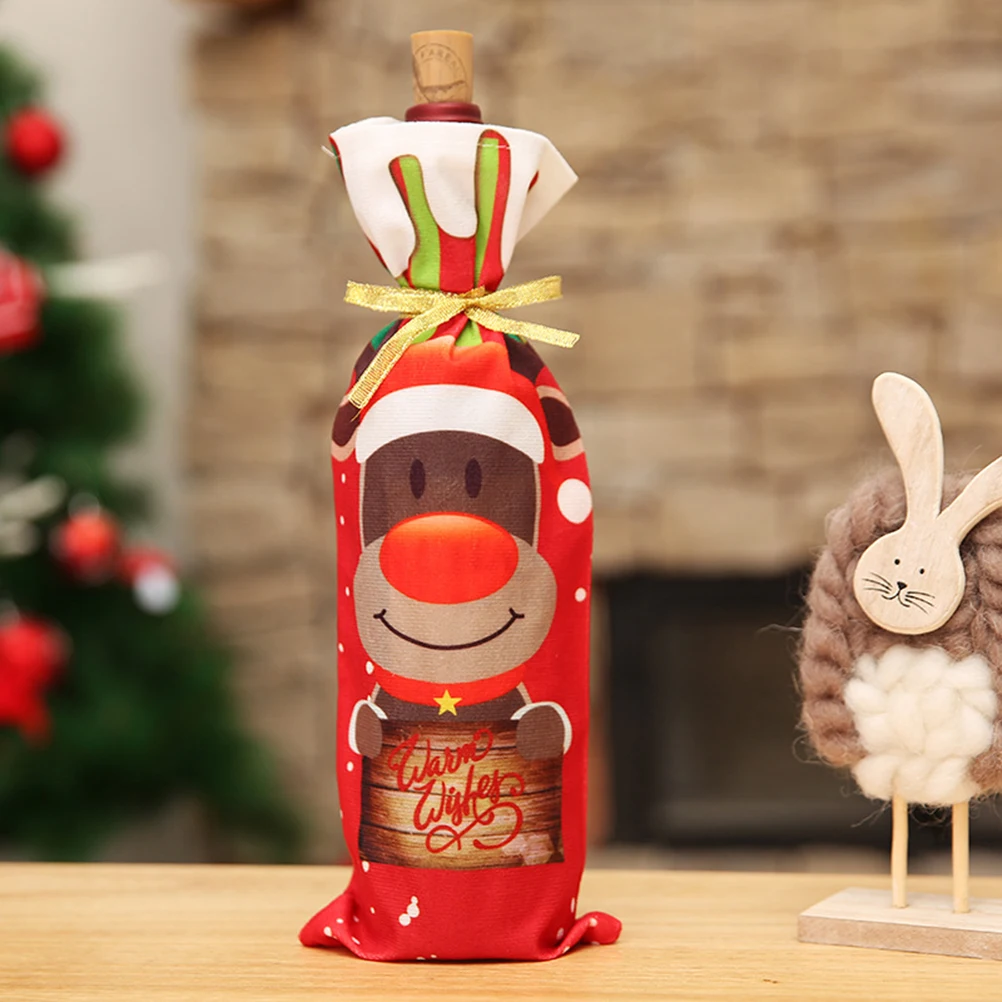 

3pcs Wine Covers Christmas Decoration Santa Claus Snowman Elk Party Supplies Cloth Bag For Wine Bottle Home Decor Festival