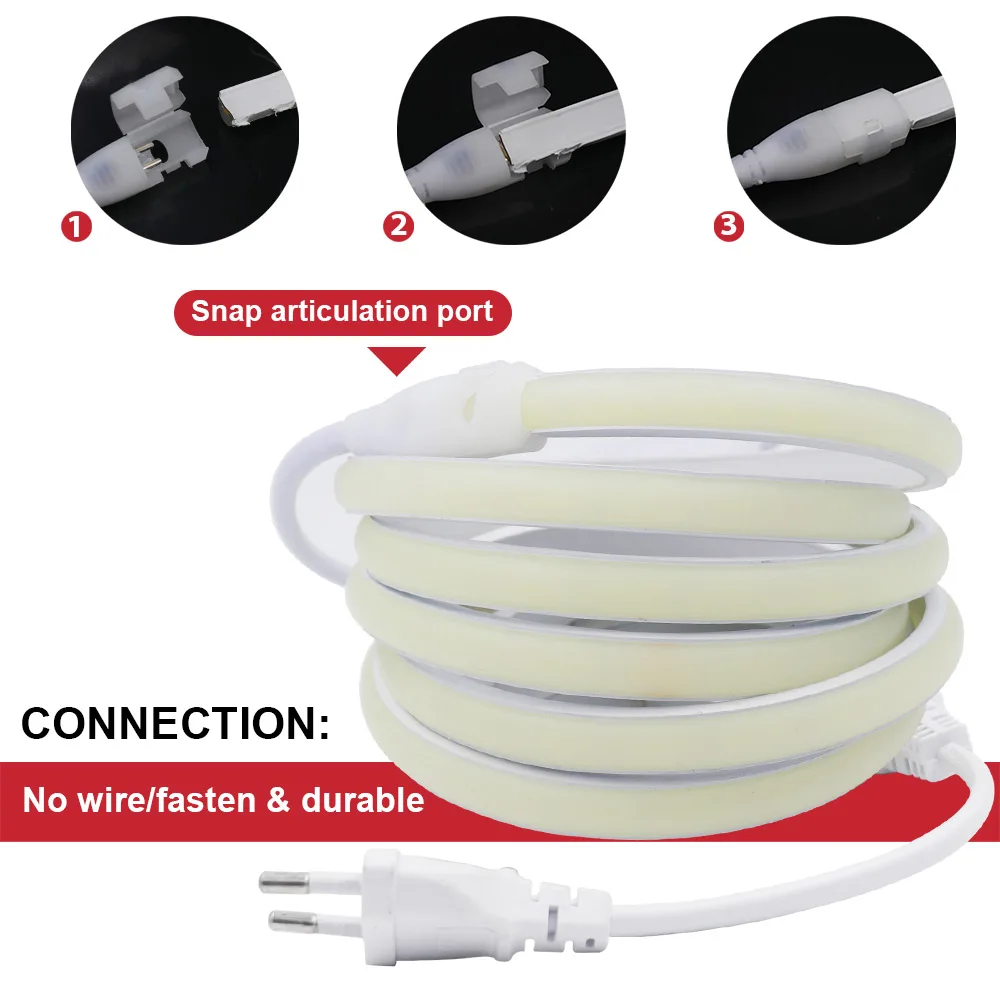 AC 220V Cob LED-Streifen Neonlichtsc halter Netzstecker-Kit hohe Dichte 288led/m lineare Beleuchtung IP68 wasserdichtes flexibles LED-Band