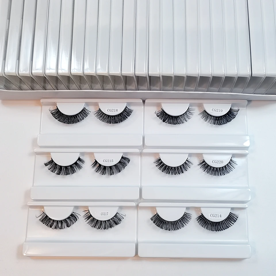 Natural Wispy Lashes Bulk Wholesale Cruelty Free Faux Cils Short Russian Strip Lashes Makeup Fake Eyelashes