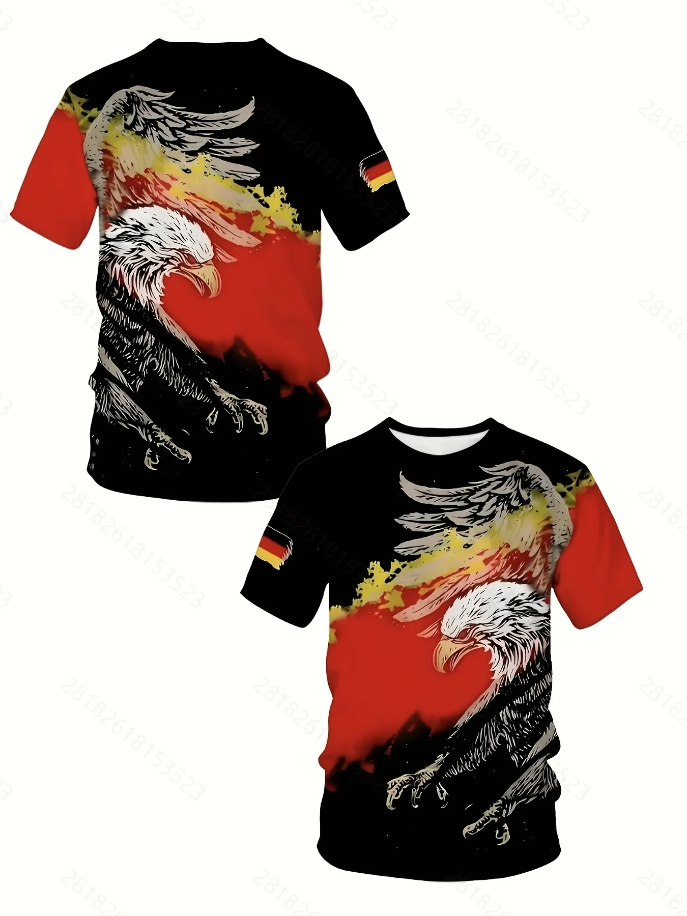 German Flag-Style Flag Football T-Shirt for Kids and Adults – Featuring Eagle and Flame Graphics