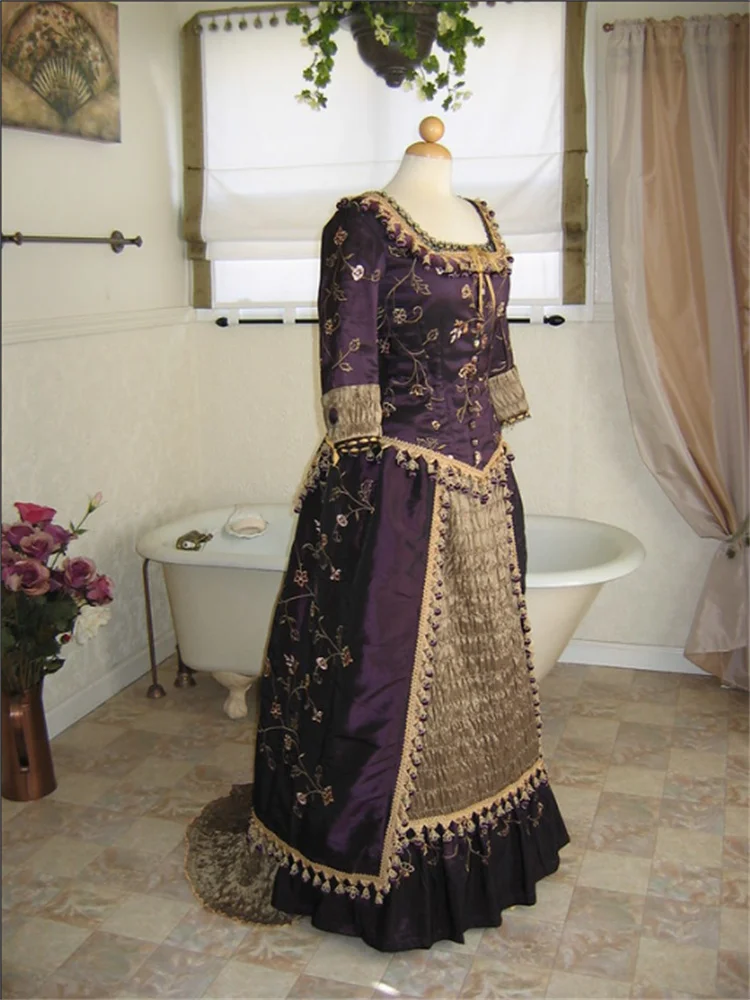 

1870s Victorian Edwardian Duchess Afternoon Bustle Visiting Costume Masquerade Ball Gown Custom Made