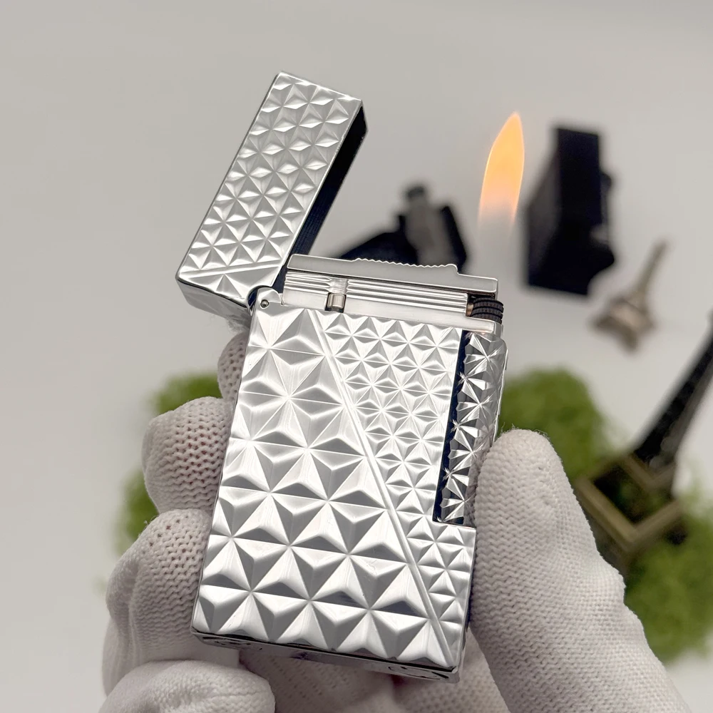 

Классические роскошные зажигалки для курильщиков в форме ромба, прикуриватель с открытым звуком, инструменты для курения для отца, подарок, коллекция 2025 г.