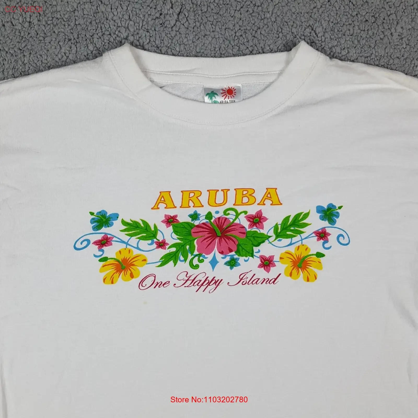Винтажная футболка Aruba One Happy Island Flower 90-х годов, размер XL, ретро, природа, пляжная футболка, винтажная стираная дизайнерская одежда, мягкая