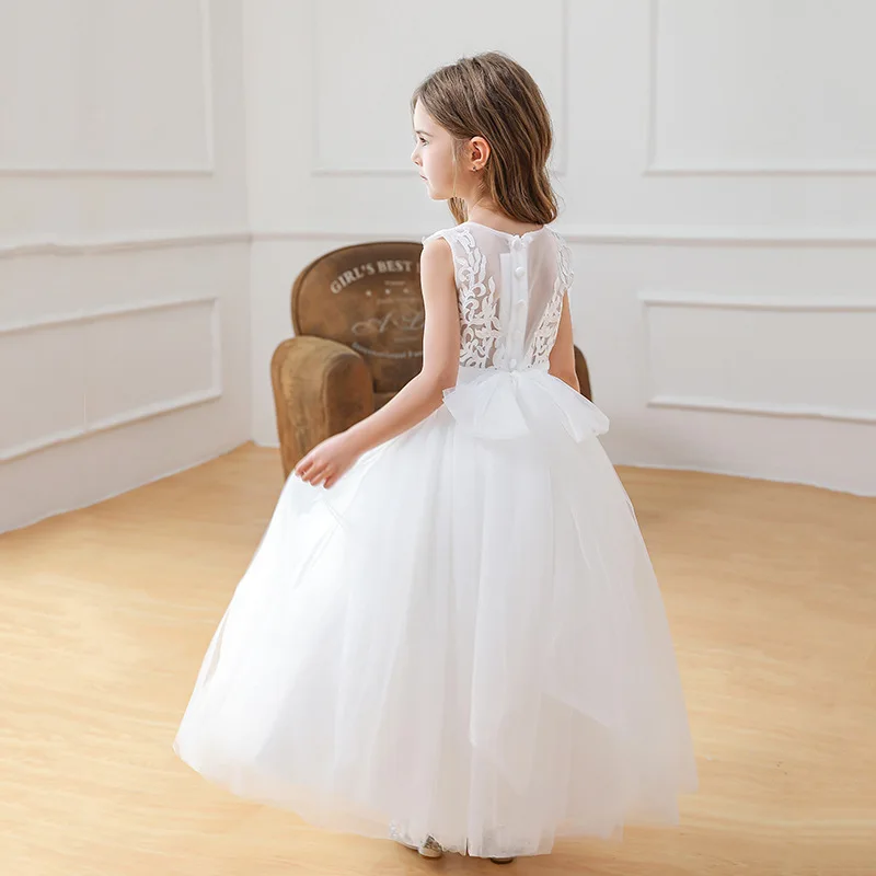 

Flower Girl Princess Dress for Wedding Children Summer Long Dresses White Clothes Girly Frocks Tulle 5-12 Years