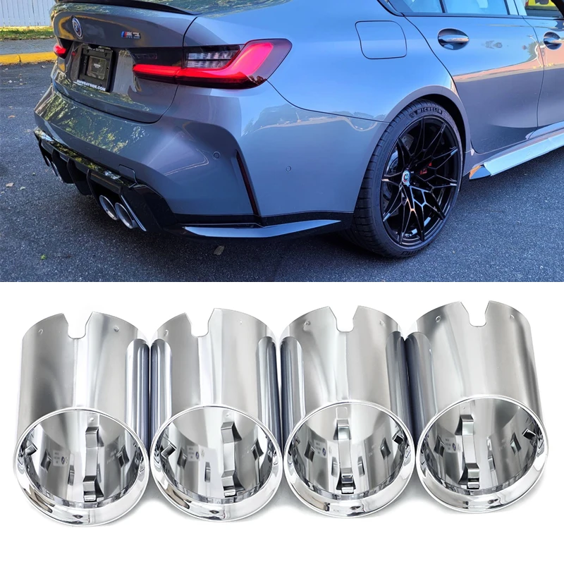 Exhaust Trim For BMW M2 M3 M4 G80 G82 G83 G87 Exhaust Cover Tailpipe Direct Plug Cover Stainless Steel Muffler Nozzle