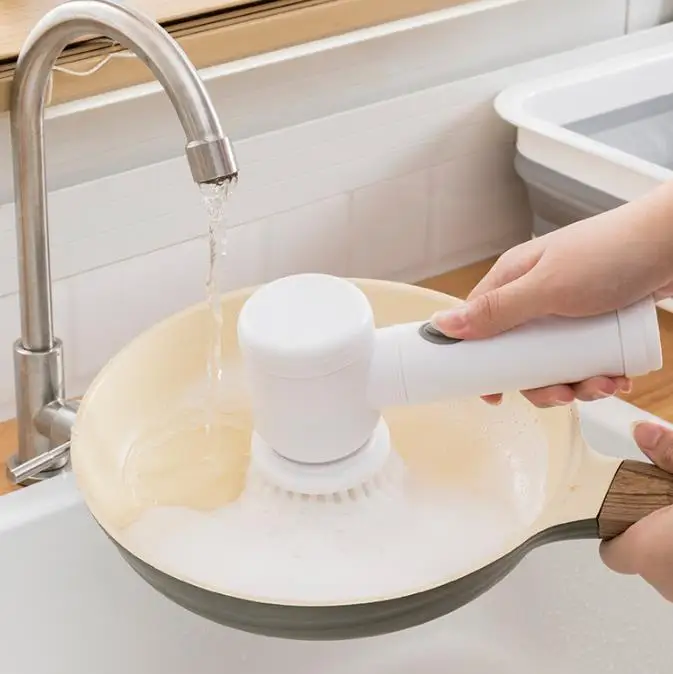 Electric Cleaning Brush Bathroom Scrub Kitchen Cleaning Tool USB 5 in 1 Handheld Bathtub Brush Electric Sink Cleaning Brush