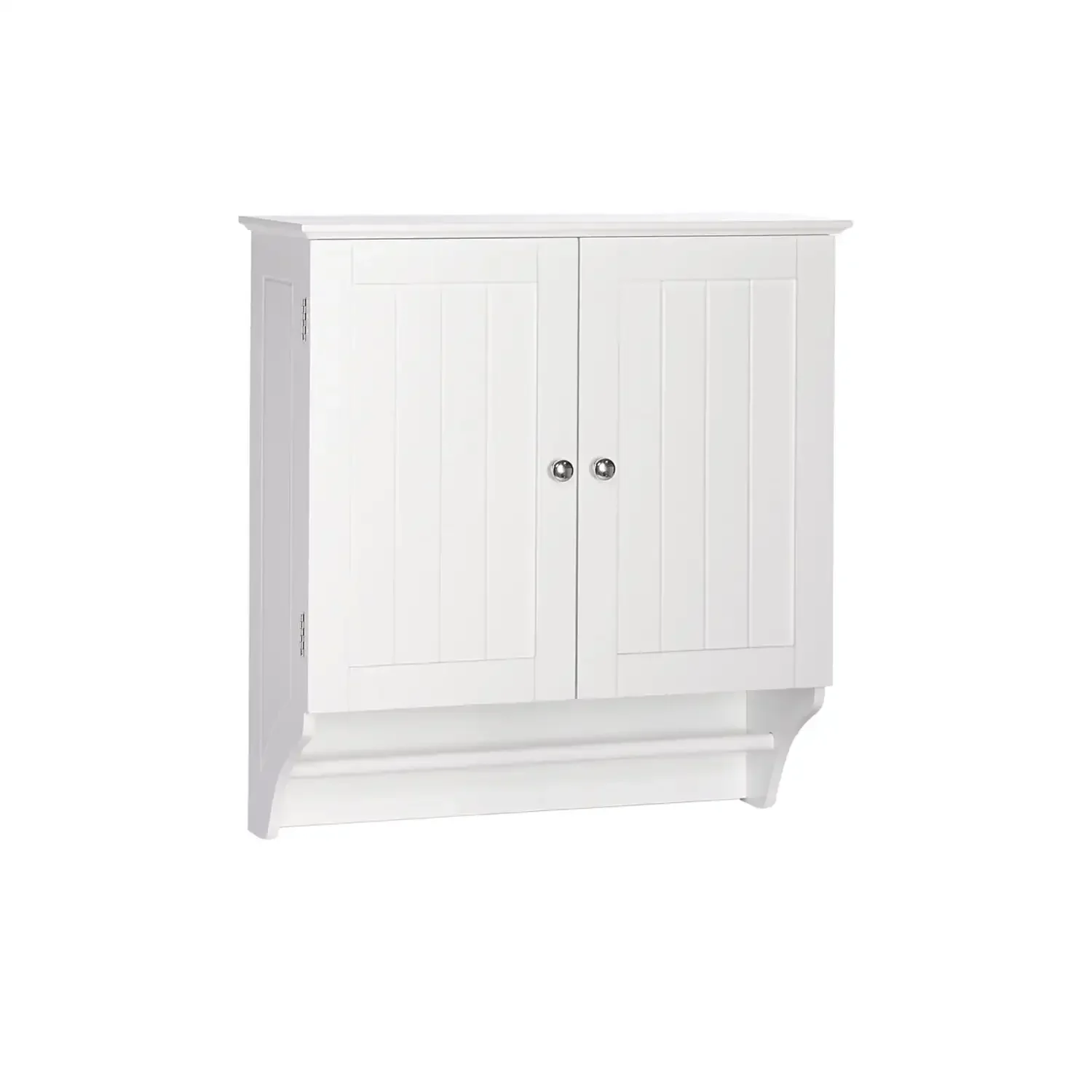 Ashland Two-Door Bathroom and Laundry Wall Mount Storage Medicine Cabinet with Towel Bar - White