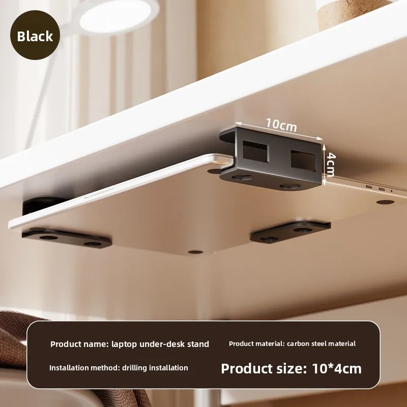 Invisible Under Desk Laptop Holder Metal Sliding Pull-out Notebook Storage Tray Computer Mount Organizer for Office Space Saving