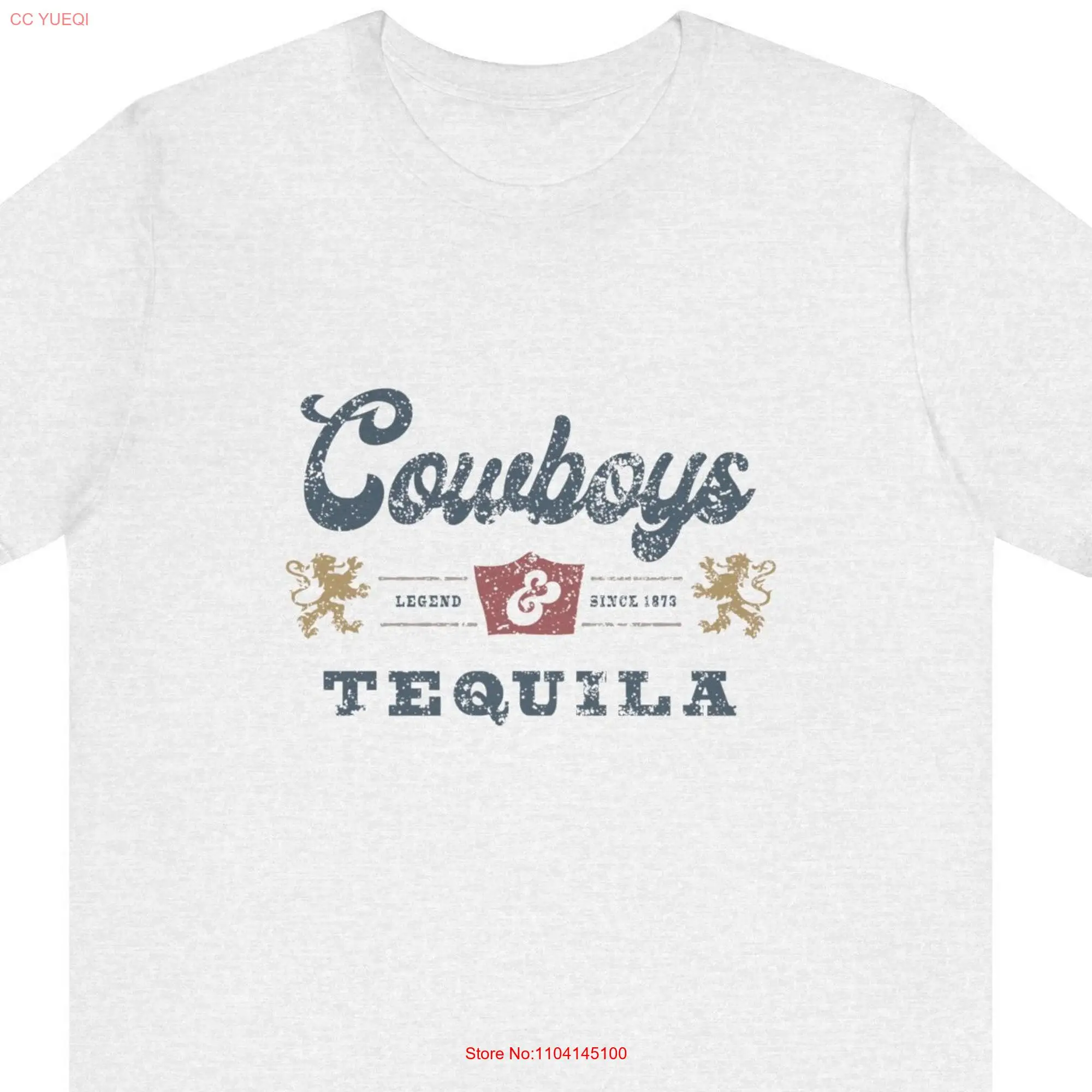 Cowboys and Tequila T Shirt Vintage Western Design long or short sleeves