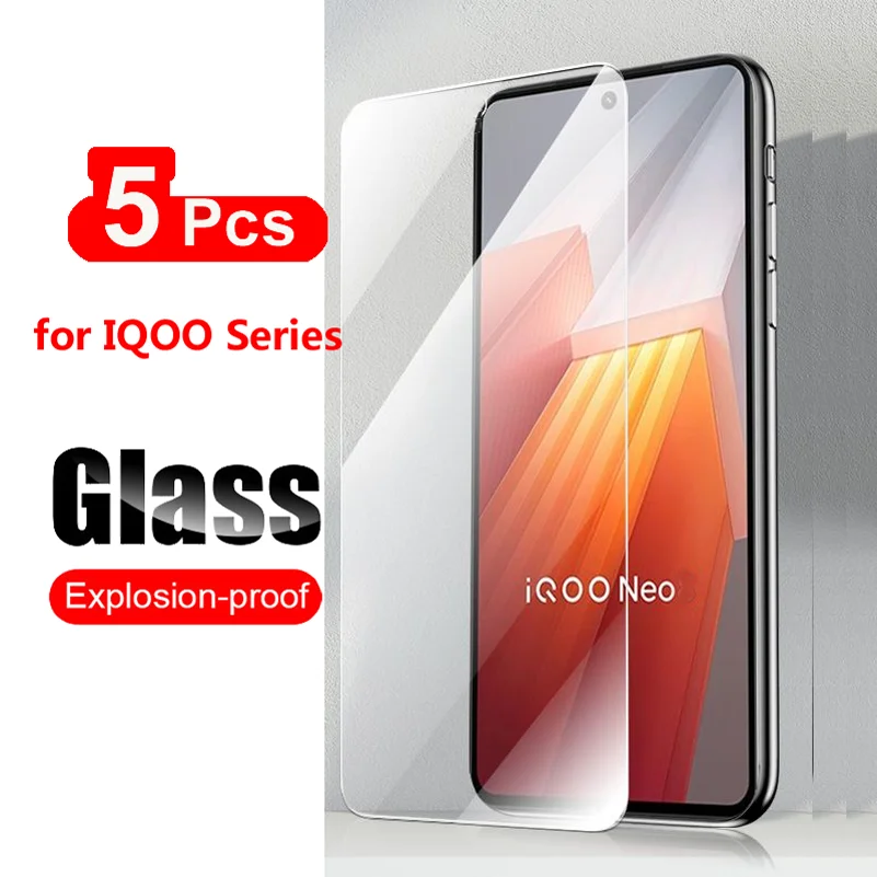 5Pcs Tempered Glass For Vivo IQOO 11 10 9 8 7 Neo8 Pro Neo 8 7 6 5 SE Z7 Z7X Z7i Z6 Z6X Z5 Screen Protector Film Guard 9H Clear