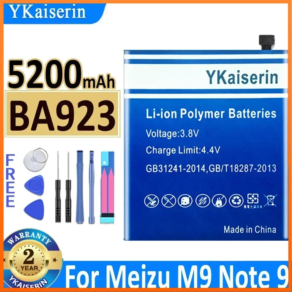 

Новый аккумулятор ykaisсеребрин BA923 5200 мАч для смартфона Meizu Note 9 M9 M923H, высококачественные портативные батареи + номер отслеживания