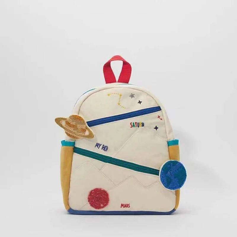 Novo planeta dos desenhos animados das crianças mochila lona leve jardim de infância moda saco escolar mochila viagem