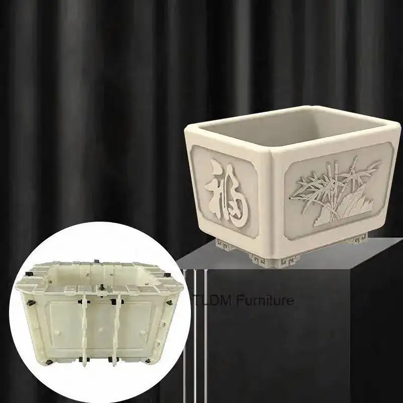 وعاء مستطيل من البلاستيك مربع حديقة اناء للزهور سميكة الاسمنت أربعة زوايا قالب بونساي قالب حديقة قالب المصبوب في مكان #4