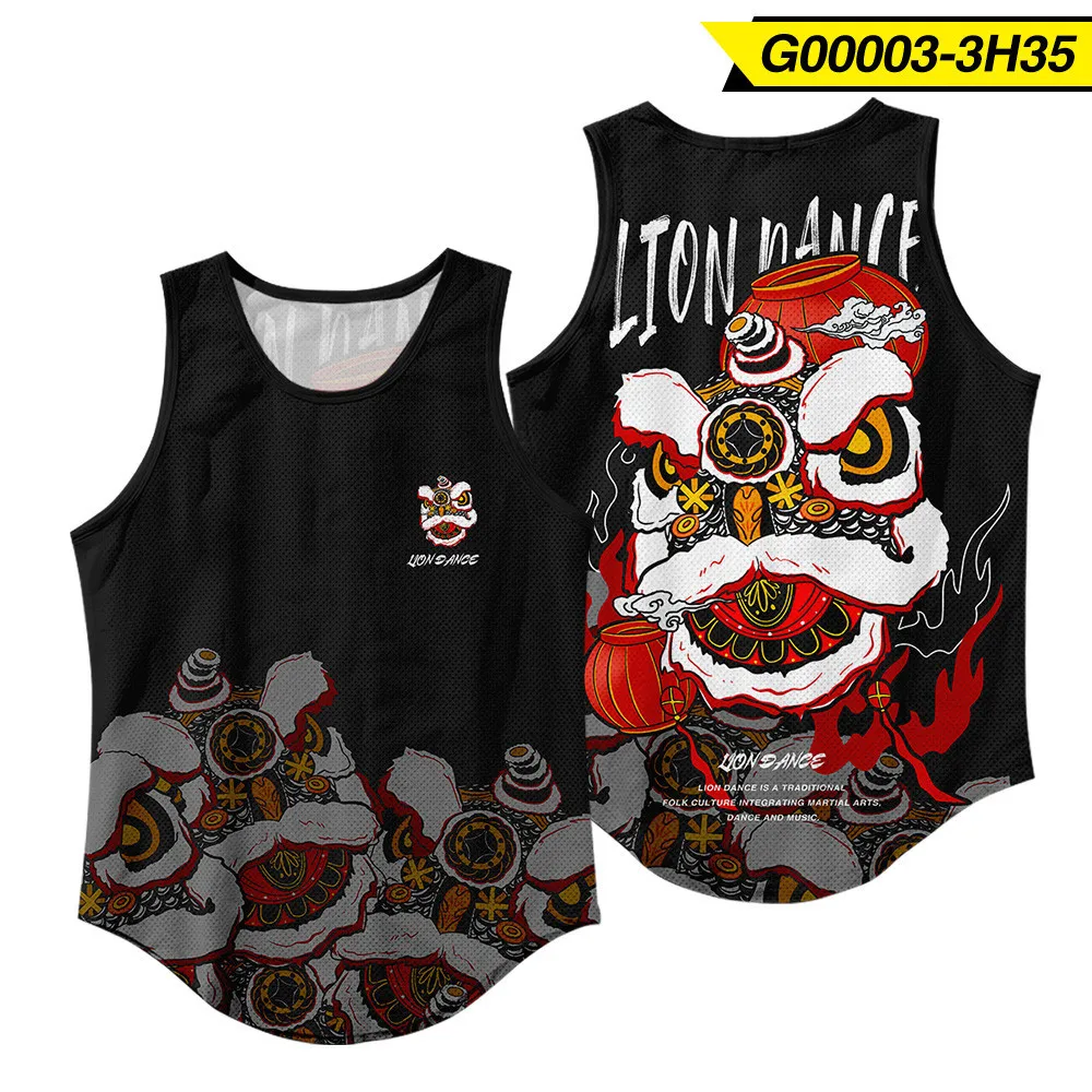 Bebovizi Hip Hop Men Tank Tops Fashion Sleeveless Shirt Japanese Style Print Sportswear Vest Casual Singlet Plus Size Mesh Tops