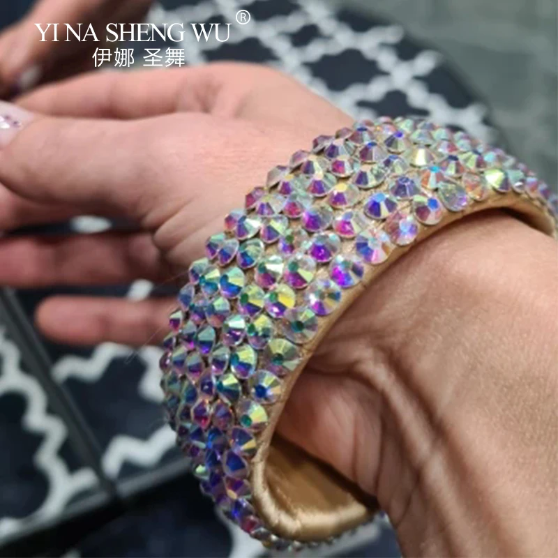 Pulsera de danza del vientre manoplas elegantes de alta gama mujer adulto rendimiento exquisito accesorios a juego de diamantes de imitación encanto exótico