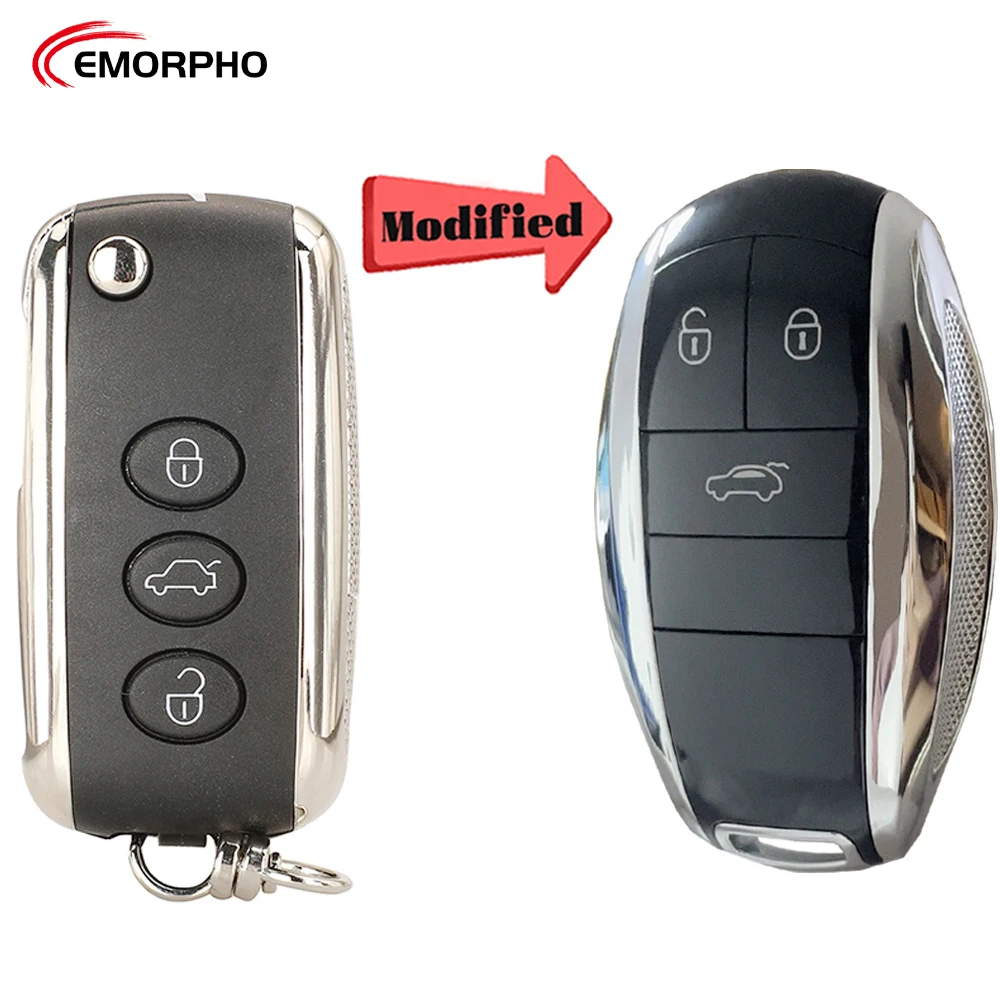 EMORPHO KR55WK45032 For Bentley Mulsanne Continental Hurtling GT Flying Spur Folding Flip Remote Car Key Shell Case Cover