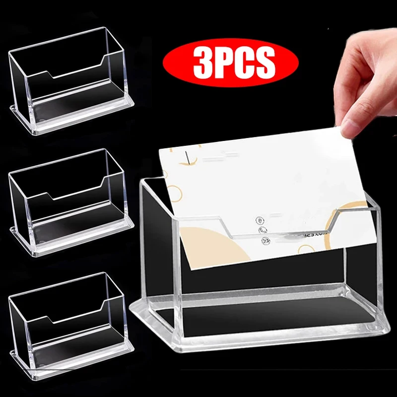 1/2/4/6Pcs Clear Desk Shelf Box Storage Display Stand Acrylic Plastic Transparent Desktop Business Card Holder Place Card Holder