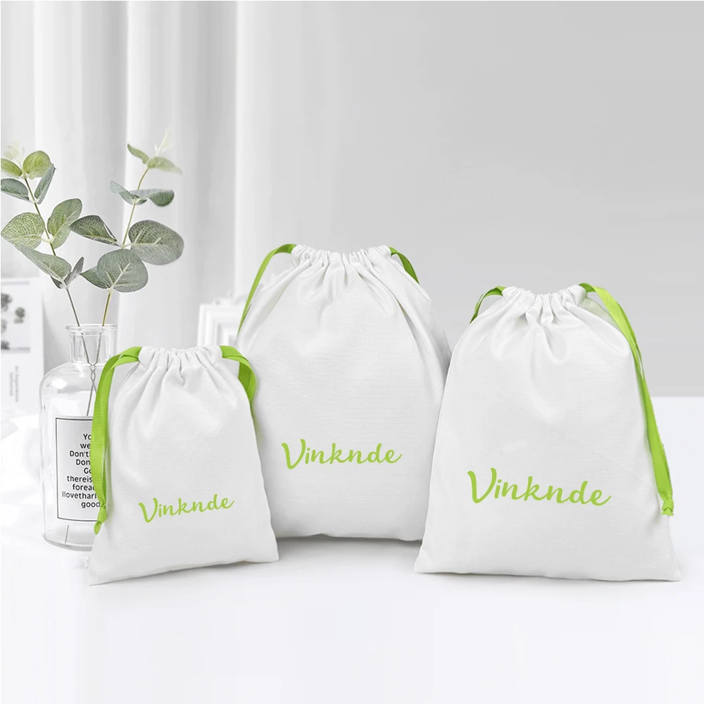 

White Linen Cotton Gift Bags 8x10cm pack of 100 Custom Logo Jewelry Earrings Ring Packaging Sack Makeup Drawstring Candy Pouches