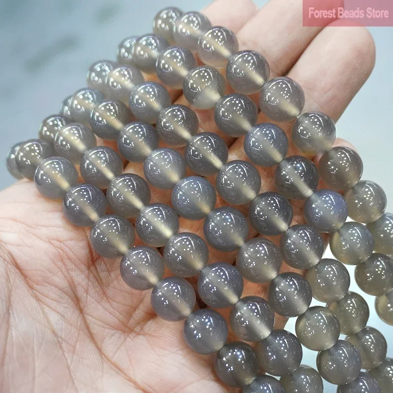 Quality AAAAA Gray Agates Loose Beads Natural Stone for Diy Charms Bracelet Necklace Jewelry Making 15