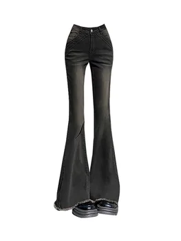 Jean slim taille basse pour femme, pantalon en denim, pantalon hip hop, jean évasé High Street, streetwear rétro américain Y2K, mode E-Girl