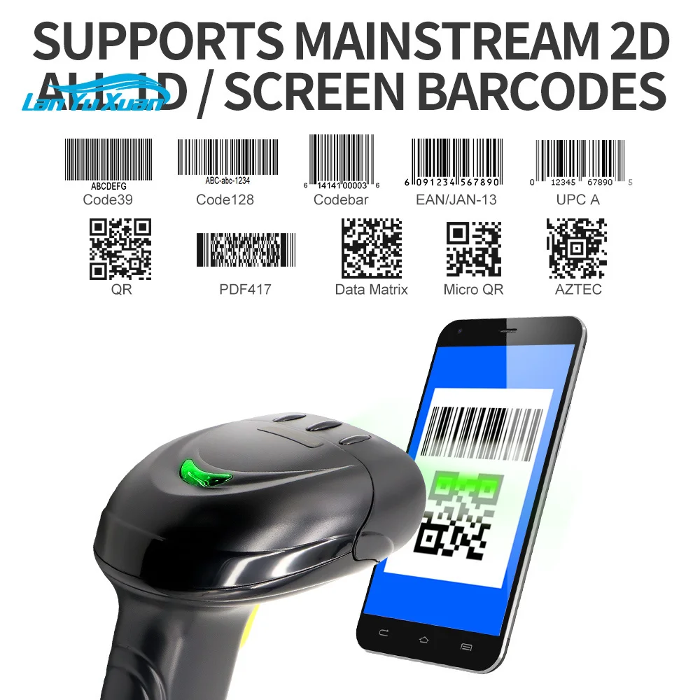 GTCODESTAR X-760K 2D Handheld Barcode Reader USB Scan Wired QR Code Scanner E-payment Barcode Scanner for Supermarket Scanning