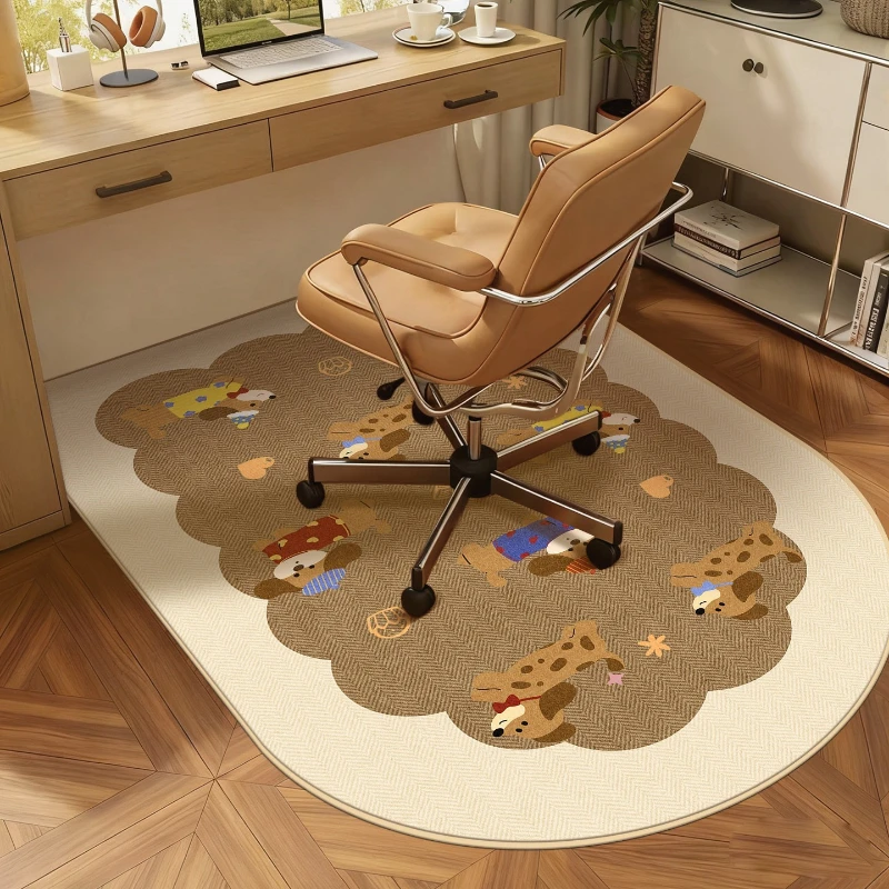 Chair Floor Mat Bedroom Study Non-slip Carpet Beige Cartoon Rug Living Room Swivel Chair Rugs Minimalist Style Home Decor Ковер