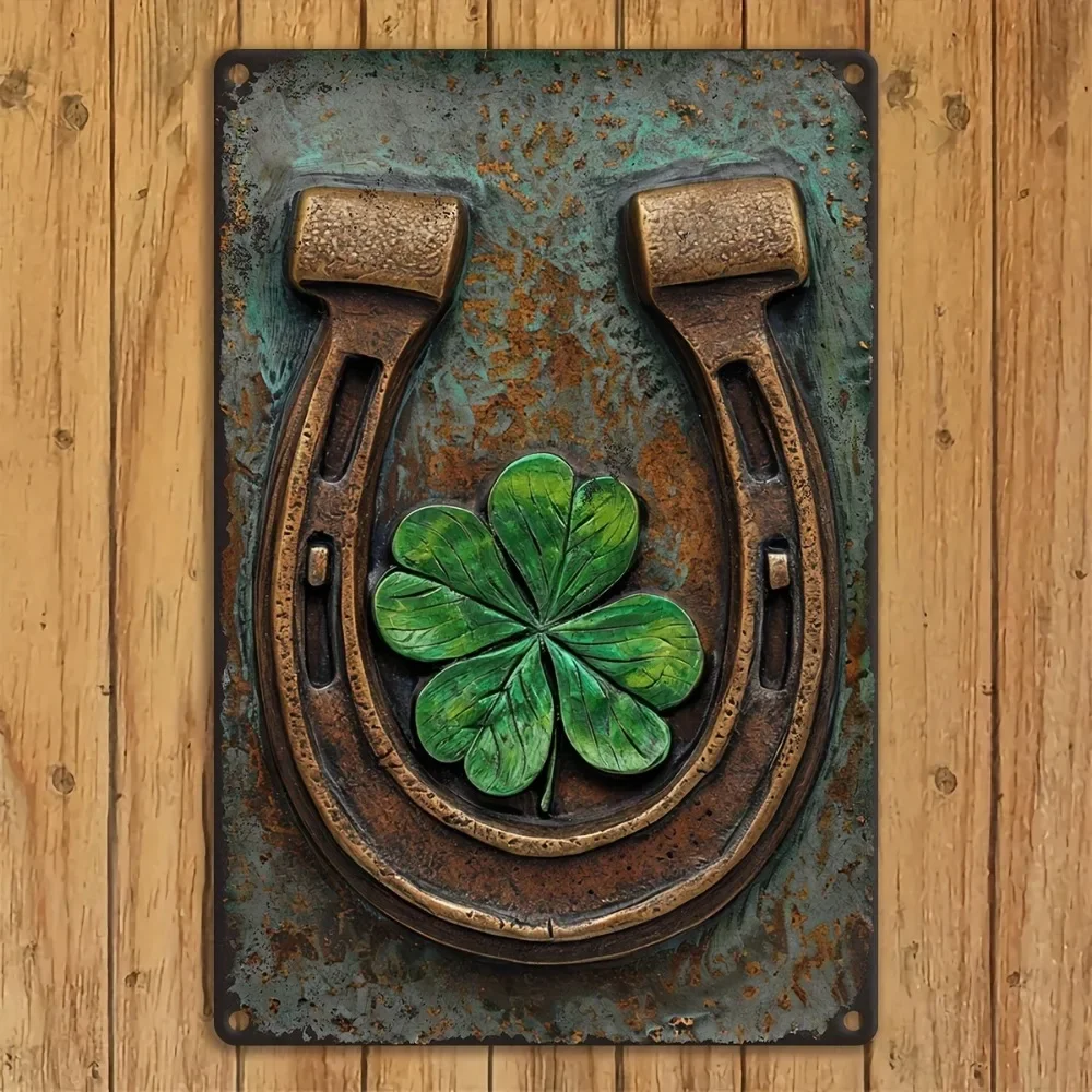 Diverse Home Styles Decor - 1pc Exquisite Vintage Irish Harp Aluminum Sign with Shamrock, St Patrick's Day Must-Have