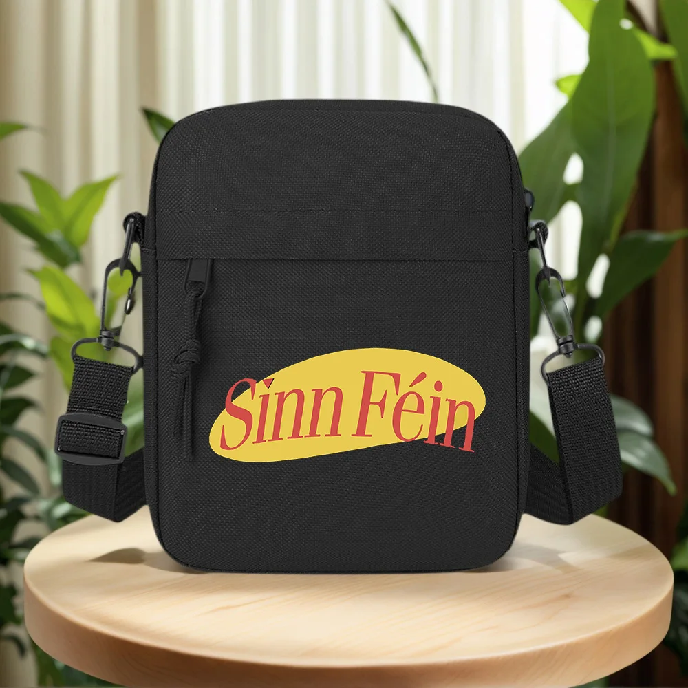 Red words yellow background black space Men Crossbody Bag Single Shoulder Women Cartoon Anime Film Printing Design Unisex